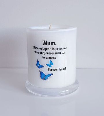 Blue Butterfly Memorial Candle