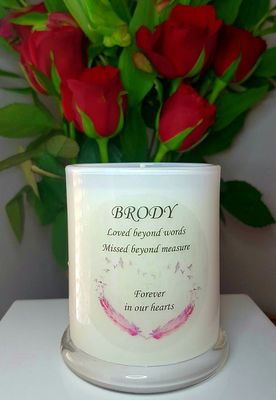 Feathers/Heart Memorial Candle