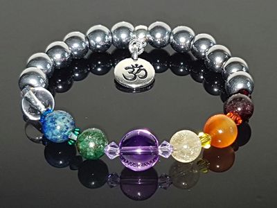 Chakra Bracelet  with Swarovski Crystals and OM Charm