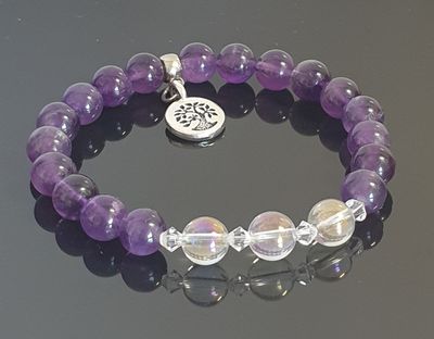 Amethyst and Aqua Aura Quartz with Swarovski Crystals