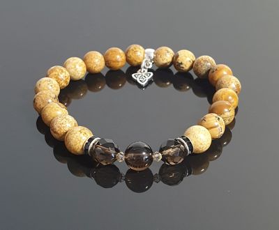 Picture Jasper and Smoky Quartz with Triquetra Charm
