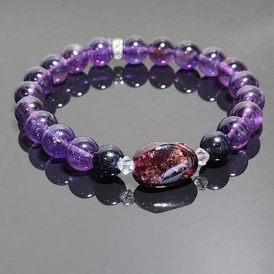 Amethyst with Garnet Focal Stone