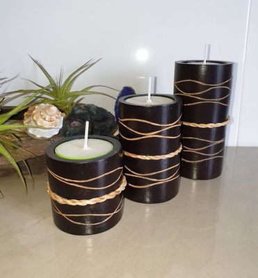 Mangowood Tealight Candle Holders - Trio  * Clearance*