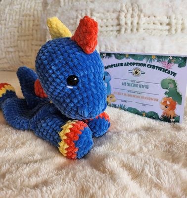 Dinosaur Lovey / Snuggler -  Blue