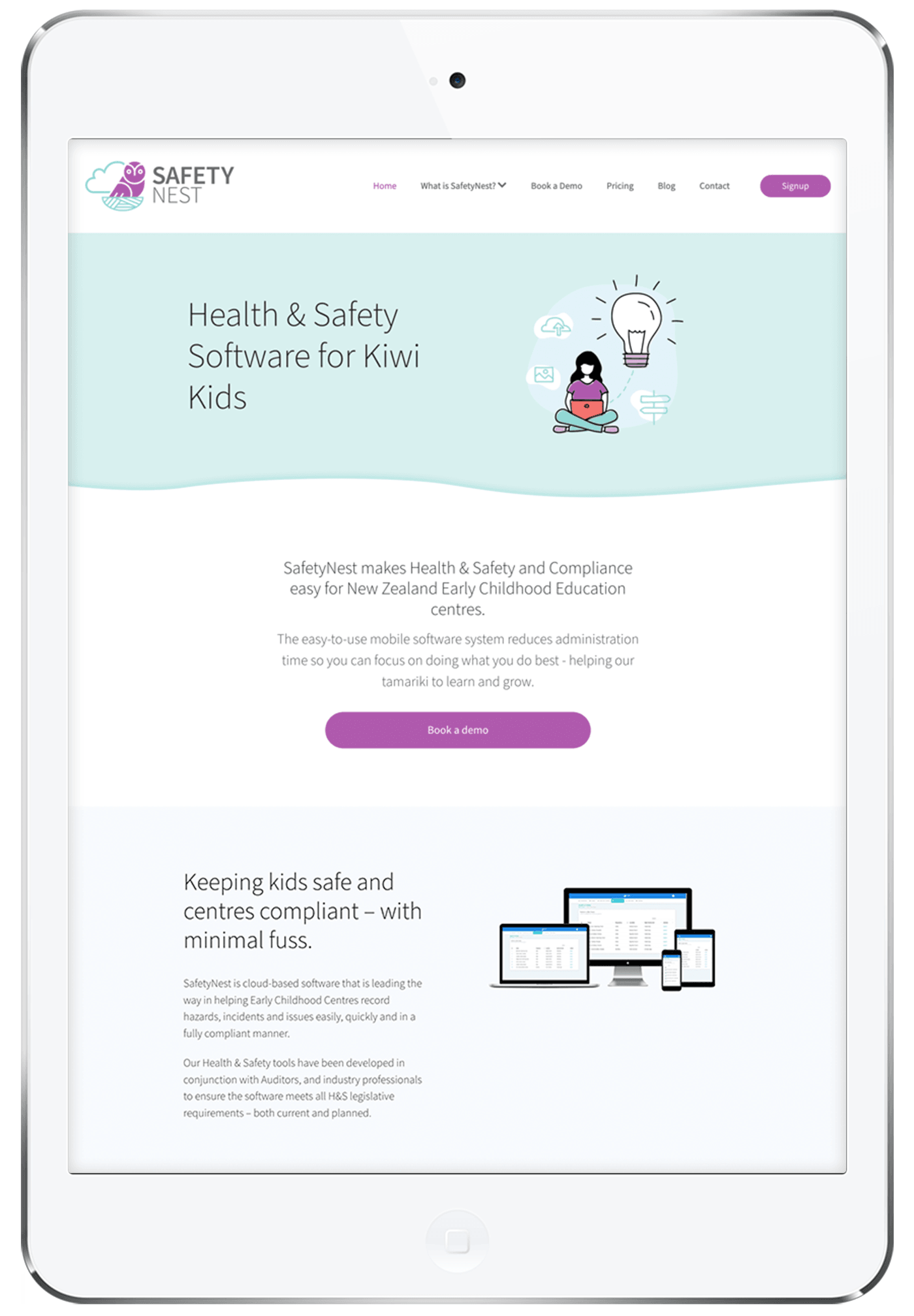 SafetyNest Website Example | MagicFingers Graphics