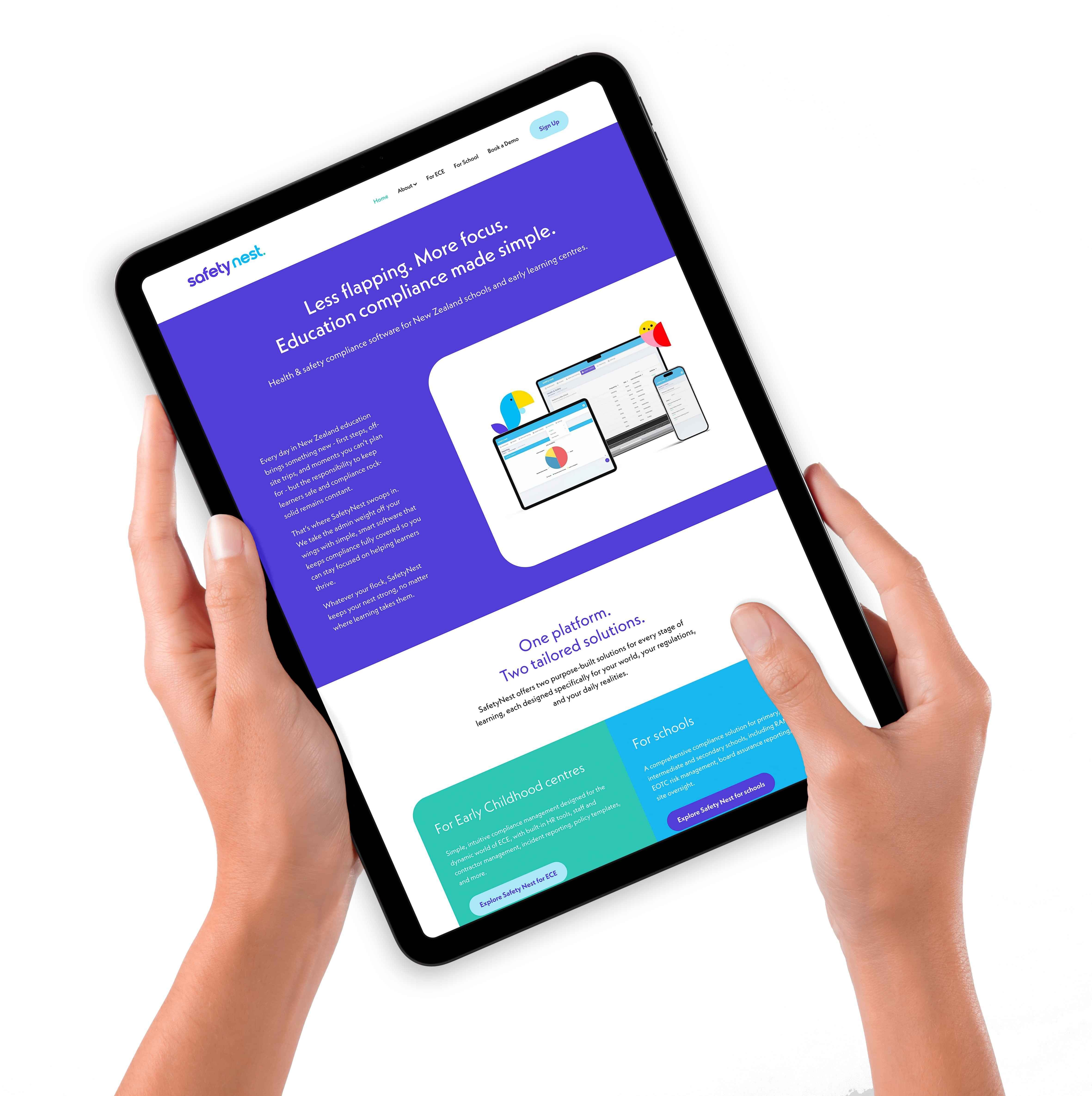 SafetyNest Website Example | MagicFingers Graphics