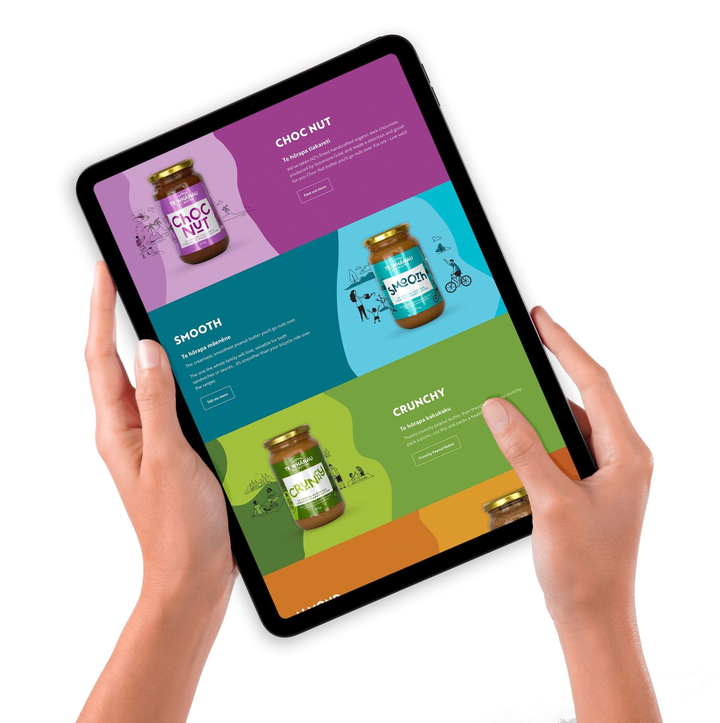 Te Whanau Nut Butter - website and label design by Magic Fingers Graphics FMCG Design