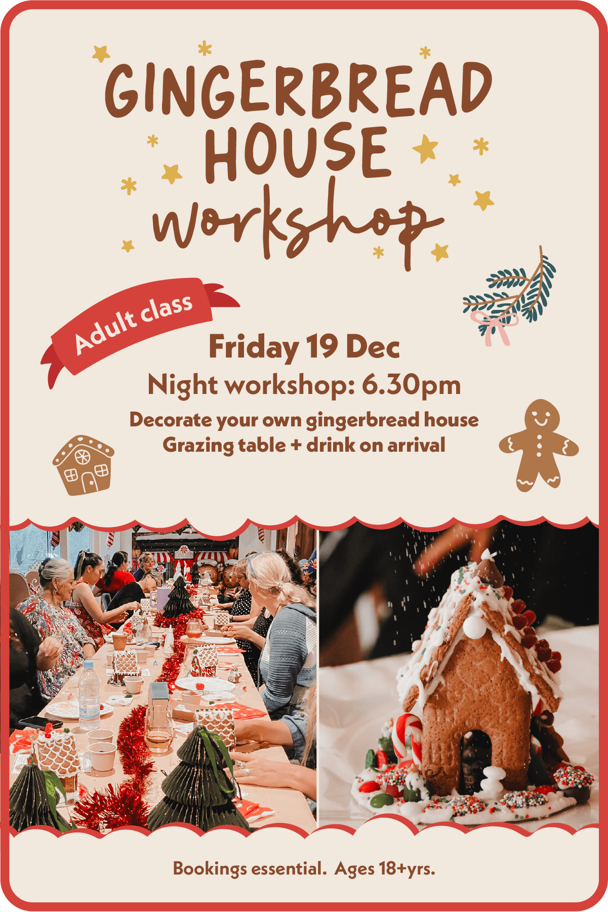 Gingerbread House Workshop for adults. Pukenui Hall 19th Dec