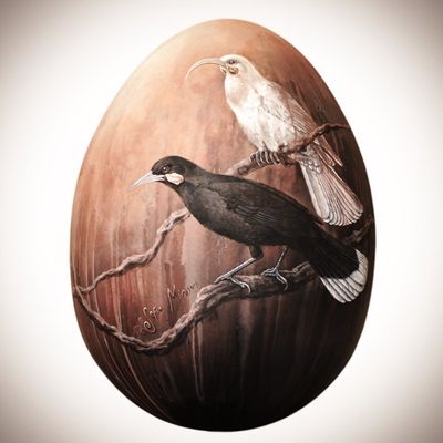 Huia - Painted Egg Sculpture