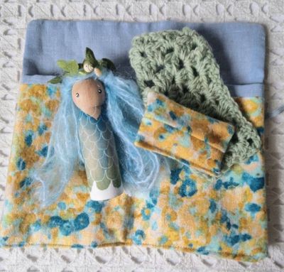 Travel set with Waldorf inspired Pag Doll and blanket- mermaid Gina♡