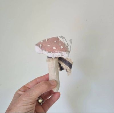 Textile Mushroom Decoration  - Pink Small