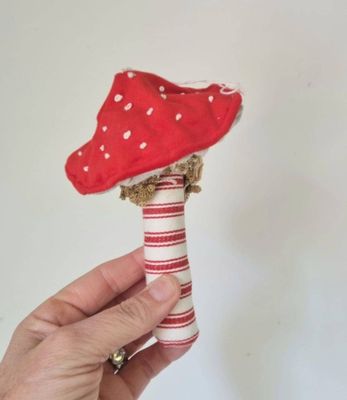 Textile Mushroom Decoration  -Red Large