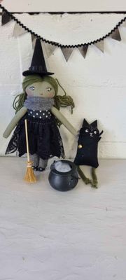 Mini Witch Doll and Accessories - Green Hair