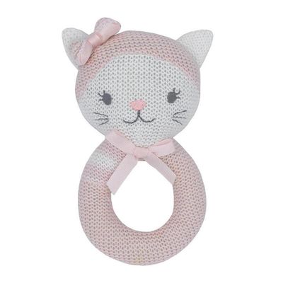 Living Textiles Daisy The Cat Knitted Rattle