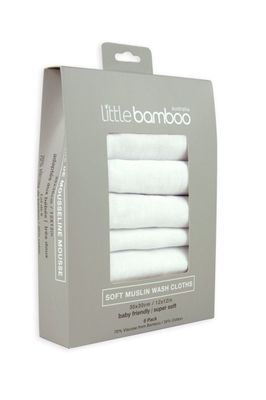 Little Bamboo Muslin Washers 6 pack white
