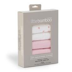Little Bamboo Muslin Washers 6 pack Dusty Pink