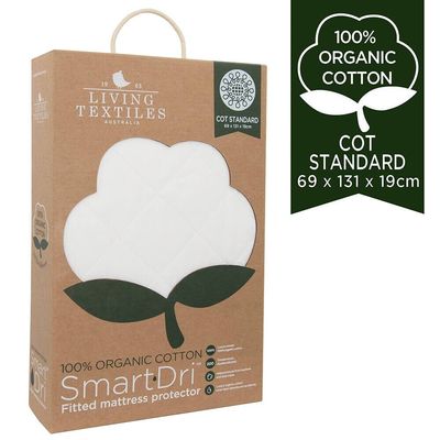 Living Textiles Organic Smart-Dri Water Proof Mattress Protector Various Sizes