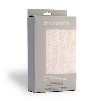 Little Bamboo Jersey Fitted Sheet Cot - Herringbone Dusty Pink