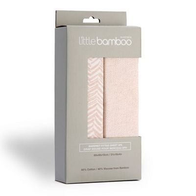 Little Bamboo Jersey Fitted Sheet Bassinet - Herringbone Dusty Pink