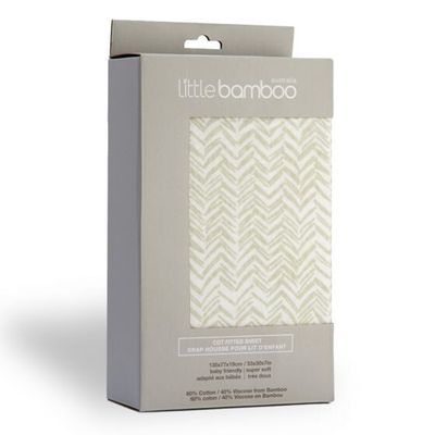 Little Bamboo Jersey Fitted Sheet Cot - Herringbone Whisper