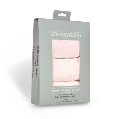 Little Bamboo Towelling Washer Dusty Pink 3PK