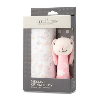 Little Linen Muslin Wrap And Crinkle Toy Ballerina Bunny