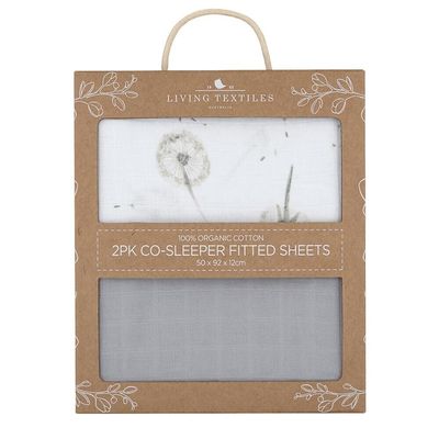 Living Textiles Co-Sleeper Fitted Sheets 2pk Dandelion