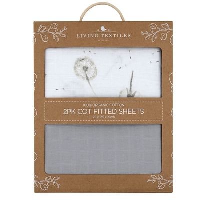 Living Textiles Organic Cot Fitted Sheets Dandelion 2pk