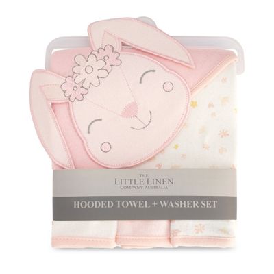 Little Linen Hooded Towel &amp; Washer Ballerina Bunny