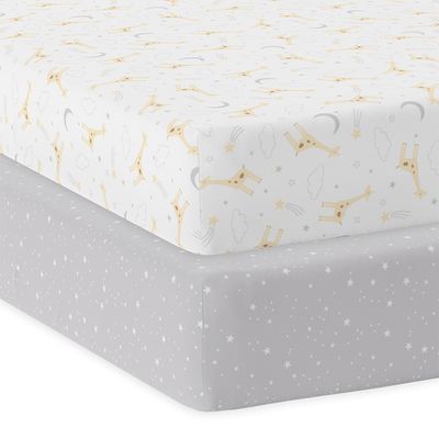 Living Textiles Cot Fitted Sheets 2pk Noah/Stars