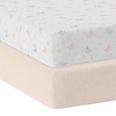 Living Textiles Cot Fitted Sheets 2pk Ava/Floral