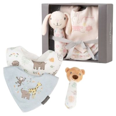 Little Linen Bib &amp; Rattle Set