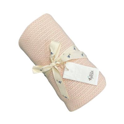 ​Eco Sprout Organic Cotton Cellular Cot Blanket - Blush