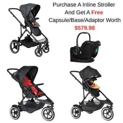 Phil &amp; Teds Inline Stroller With Free Capsule And Base