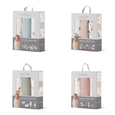 Little Linen Muslin Wrap 3pk