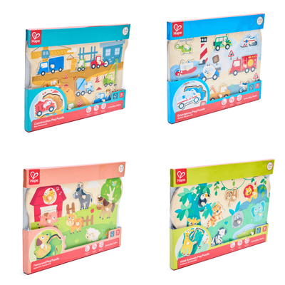 Hape Peg Puzzle 9pc Assorted Designs