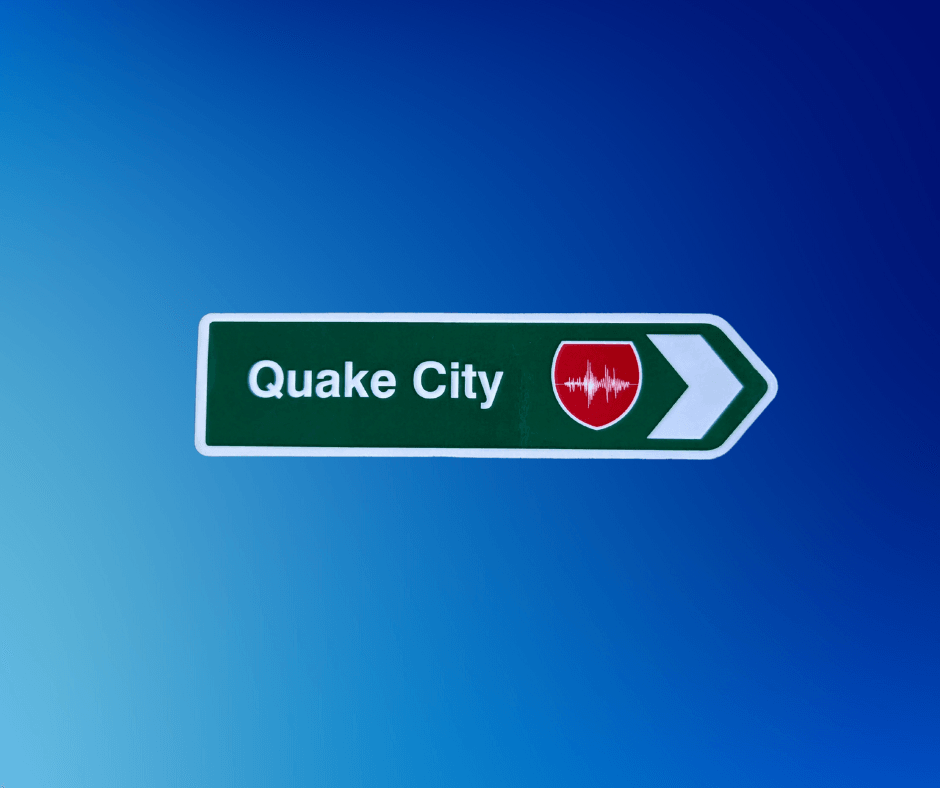 Quake City Green Road Sign Magnet
