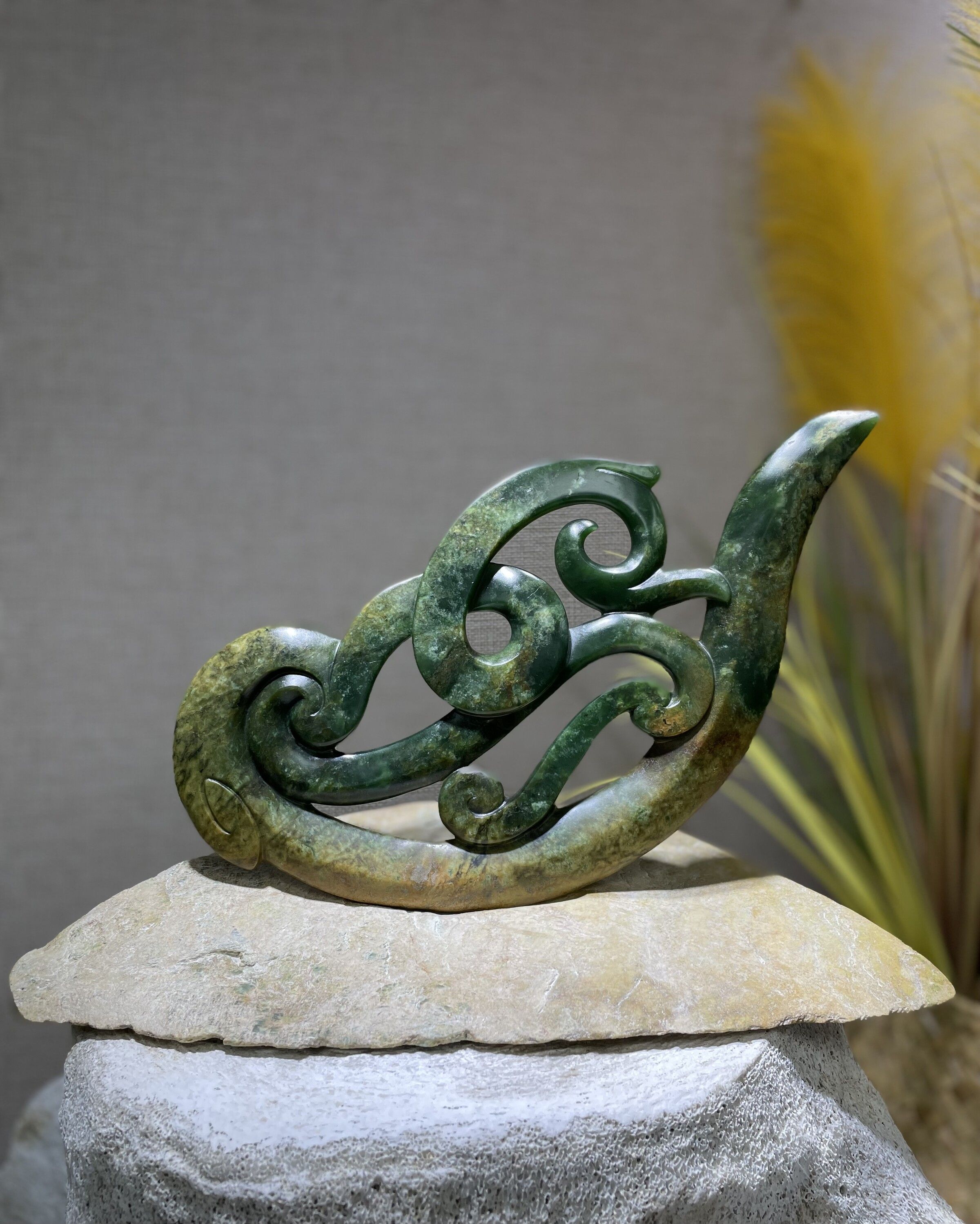 New Zealand Pounamu (Jade) Koru Sculpture