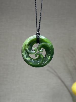New Zealand Jade (Pounamu) Triple Koru - Polished
