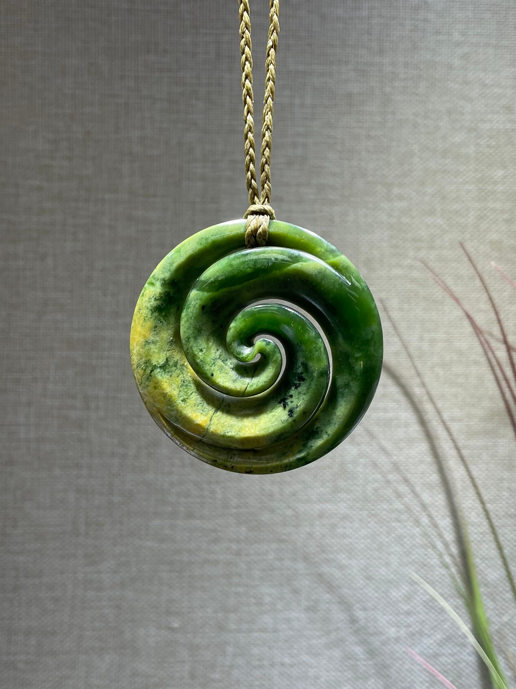 New Zealand Pounamu (Jade) Doubled Koru (Closed) - Polished