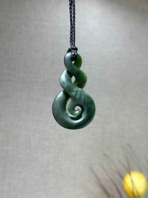 New Zealand Pounamu (Jade) Pikorua with Koru design