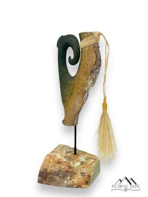 New Zealand Pounamu (Jade) Hei Matau Sculpture