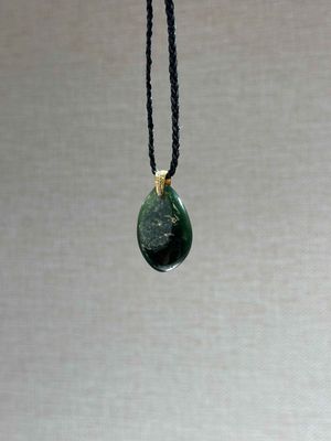 New Zealand Pounamu (Jade) 18K Gold Pendant with Diamonds