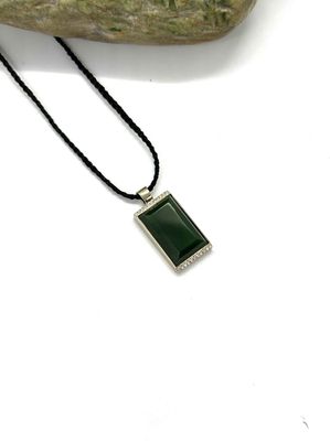 New Zealand ( Jade) Pounamu White Gold Pendant with Diamonds