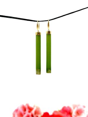 New Zealand ( Jade) Pounamu 18K Gold Drop Earrings