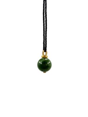 New Zealand Pounamu (Jade) 18K Gold Ball Pendant with Diamonds