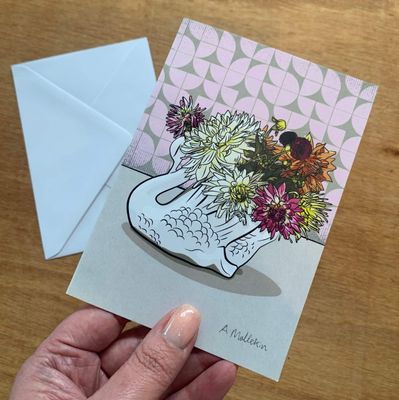 Artist Greeting Cards - Crowned Dahlia | Crown Lynn