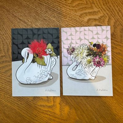Crowned Collection Greeting Cards, Pack of 4 | Crown Lynn Swan Art