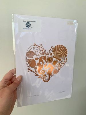 Copper Little Bay Heart | Seahorse Art Print NZ