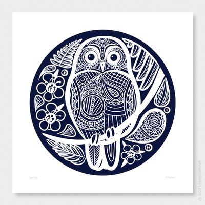 Ruru&#039;s Lace by Anna Mollekin | Owl Art Print